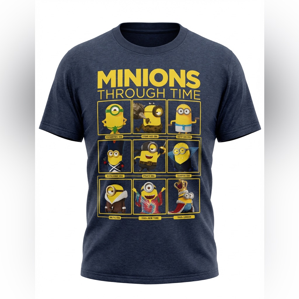 Minions Through Time Graphic T-Shirt -New!